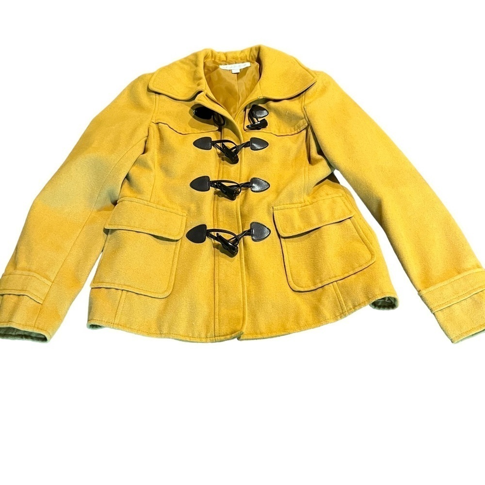 New York & Co Women’s Gold Wool Blend Jacket Coat Horn Toggles Size Medium